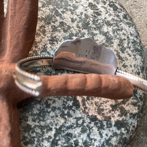 Signed Richard Begay Native American Sterling & Turquoise Baby/Toddler Cuff - Picture 3 of 7